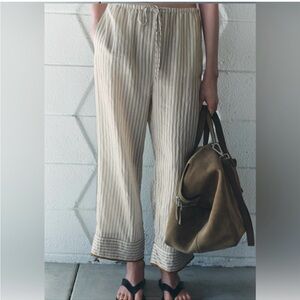 Last chance ! Zara striped contrast pajama style Wide-Leg Pants
